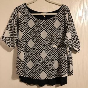 Anthropology Meadow Rue black white layered shirt